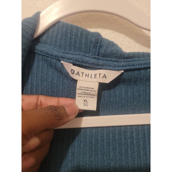 Athleta Harmony Pose Long Lined Wrap Hooded Cardigan Borealis Green  Wmn XL - Picture 4 of 12